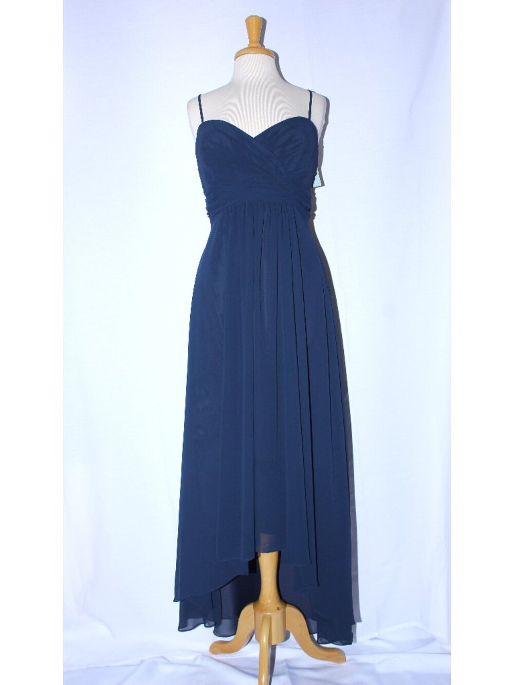 Romantic Bridals #5577 Chiffon High-Low Bridesmaid Dress-Size 14-Navy Blue-NWT